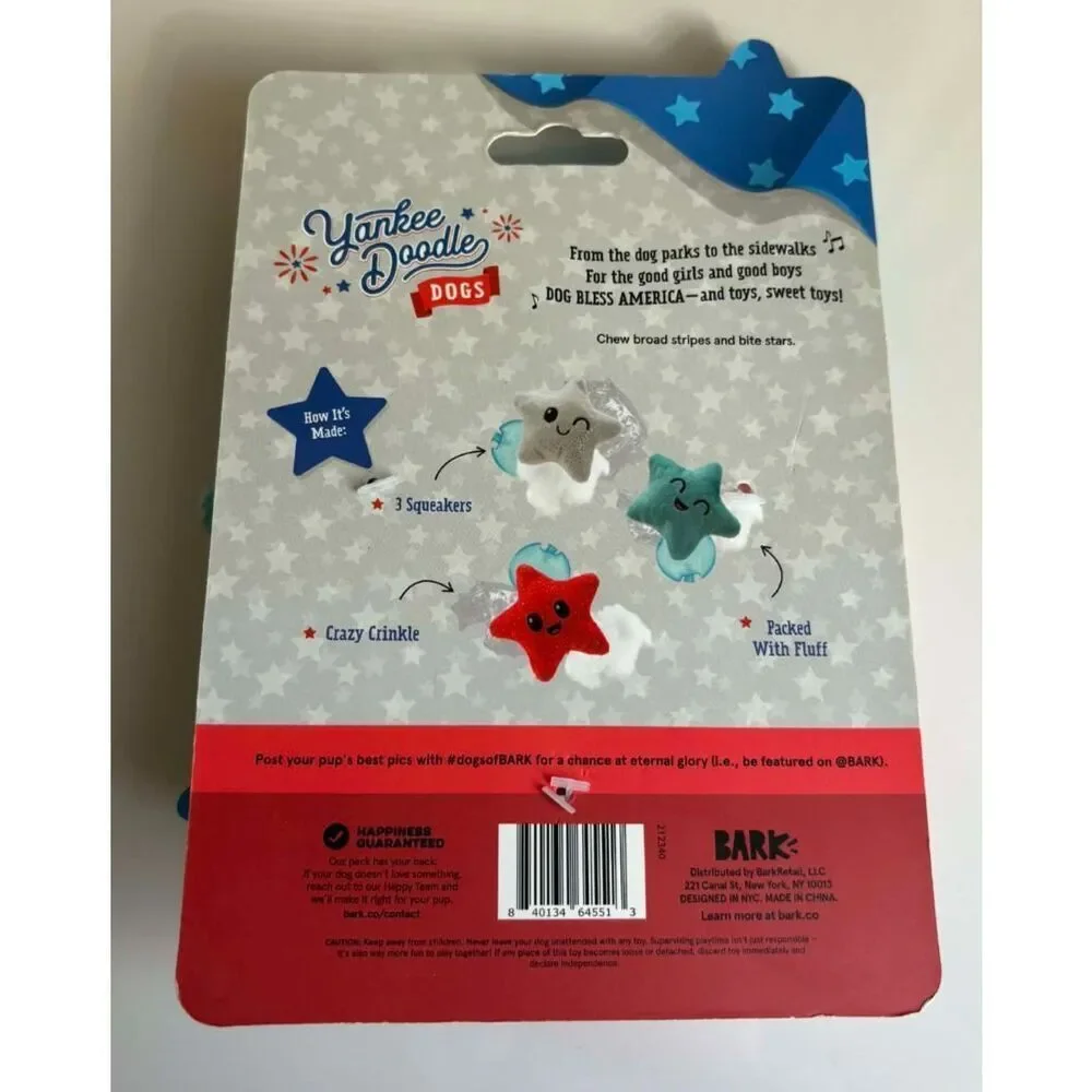 Bark Yankee Doodle Dogs Star Spangled Squeaks Toy for Small Dogs